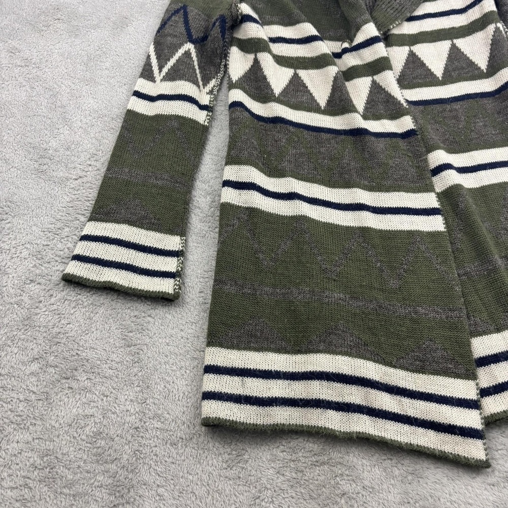 Elan Cardigan Wool Blend Sweater Womens S Olive Green Hooded Aztec Boho Goblin - Picture 4 of 16